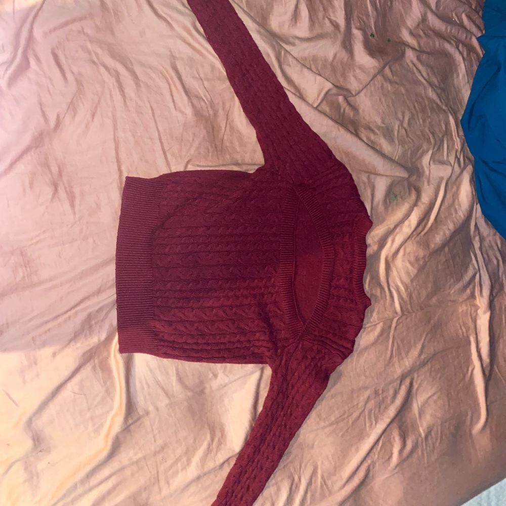 SHEIN Deep Red Cable Knit Sweater